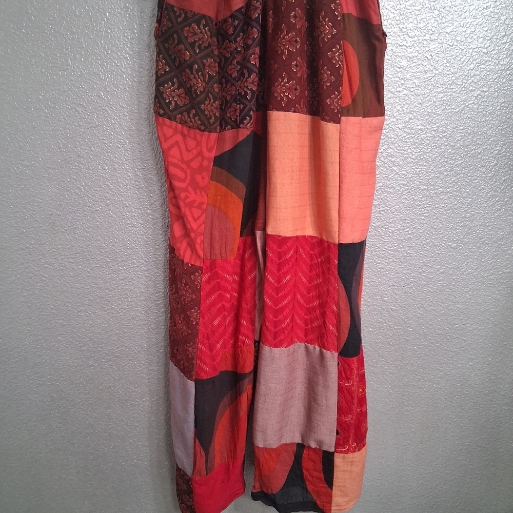 Boho Patchwork Cropped Overalls In Fall Colors. S… - image 7